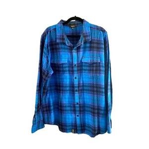 LRG Blue, Purple & Black Plaid Button Down Flannel Shirt | XL​
